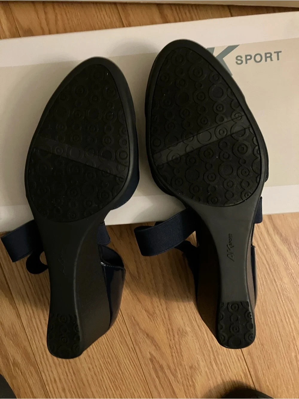 Anne Klein Navy Crisscross Strap Wedge - Picture 6 of 6
